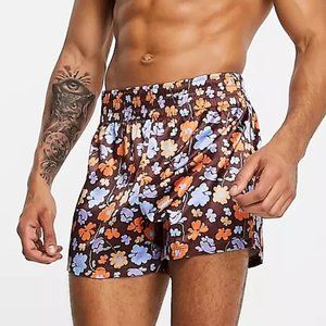 NEW ASOS DESIGN satin boxer in floral print